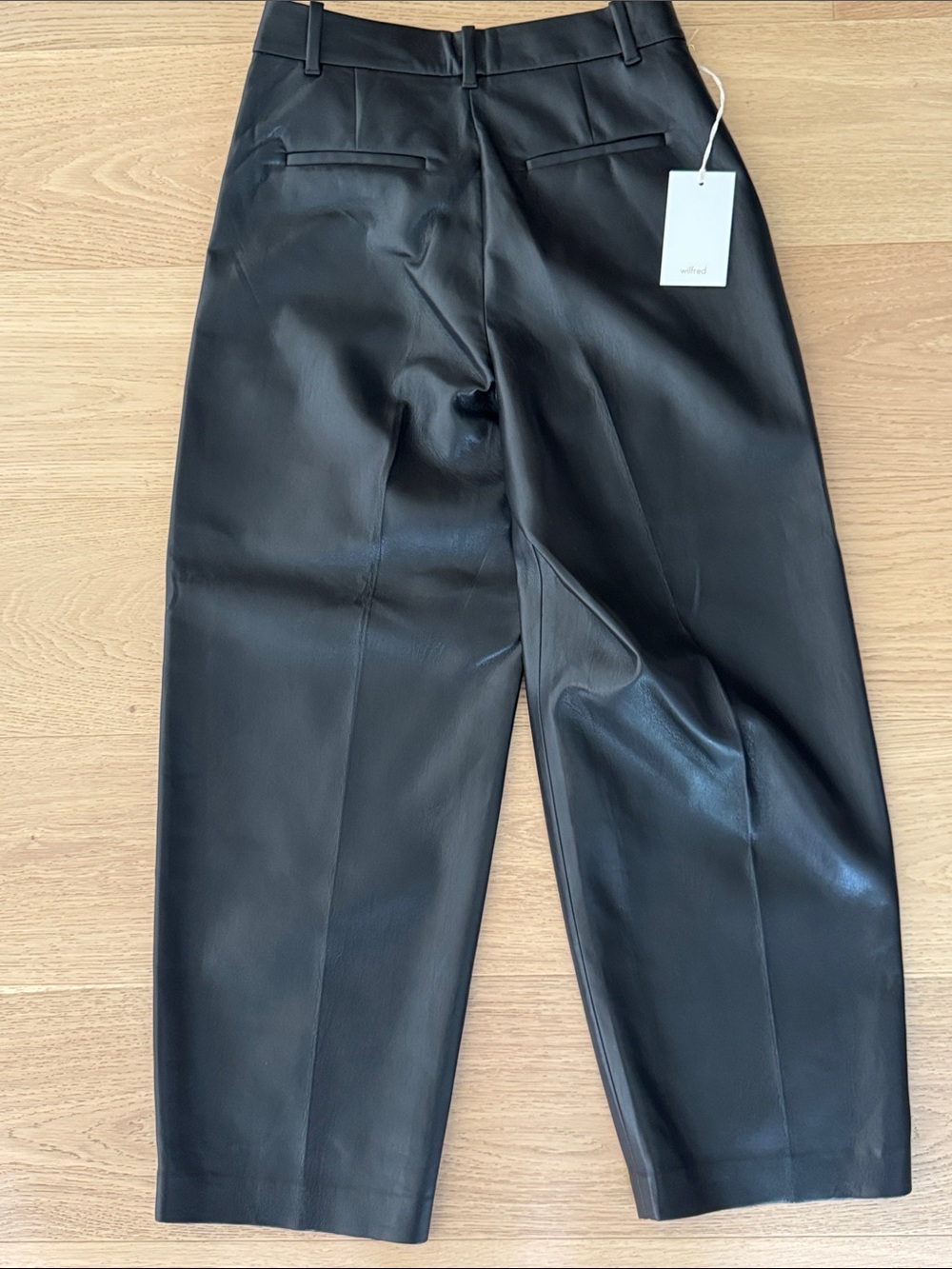Aritzia Black Faux Leather Wide-Leg Pants - Picture 2 of 4